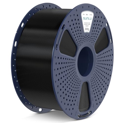 SUNLU 3kg 3D Printer Filament PLA Plus 1.75mm, 3kg(6.6lbs) Large Spool PLA+ Filament for big project, Dimensional Accuracy +/- 0.02mm, Neatly Wound Filament, Fit Most FDM Printer, 3KG-1 Pack, Black