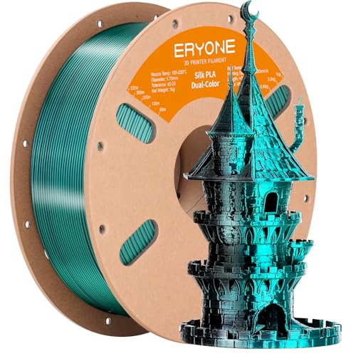 ERYONE Silk Dual Color PLA Filament 3D Printer 1.75mm +/- 0.03mm, Bicolor Filament Two Tone PLA 1KG(2.2lbs) Cardboard Spool, Black Green