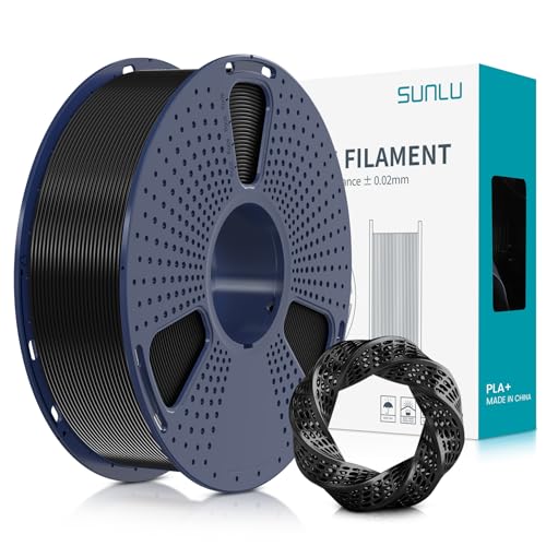 PLA+ 3D Printer Filament 1.75mm, SUNLU PLA Filament PRO, Dimensional Accuracy +/- 0.02 mm, 1 kg Spool, 1.75 PLA Plus, Black