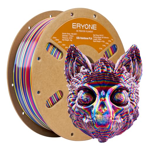 ERYONE Silk Twist Rainbow 3D Printer PLA Filament 1.75 +/-0.03mm, Shiny Multicolor Filament PLA 1KG(2.2LBS), Psychedelic (Red Yellow Blue)