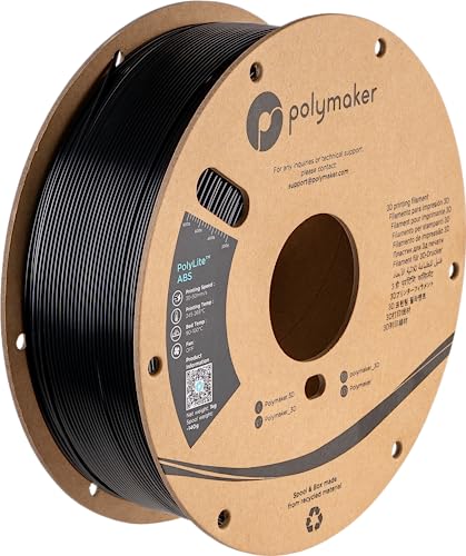 Polymaker ABS Filament 1.75mm Black 3D Printer Filament 1.75mm Heat Resistant 1kg - PolyLite ABS 3D Printing Filament 1.75mm, Strong & Durable, Dimensional Accuracy +/- 0.03mm