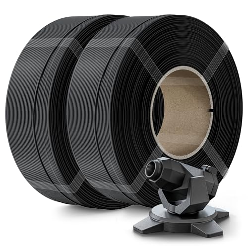 Creality PETG Filament Refill 1.75mm 3D Printer Filament, 2kg (4.4lb) Refilament for Bambu Lab Reusable Spool, Dimensional Accuracy ±0.03mm, Black(2-Pack)