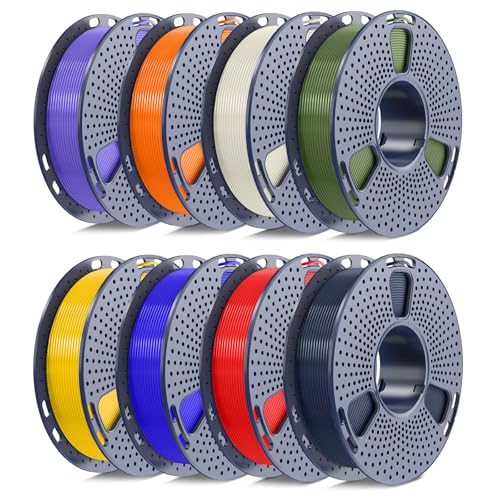 250g PLA+2.0 Filament 1.75mm Bundle,3D Printer Filament Bundle Multicolor, Individually Vacuum Packed,250g Spool,8 Rolls, BoneWhite+Midnight+Red+Yellow+OliveGreen+Blue+Orange+Purple