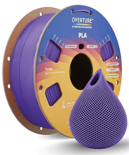 OVERTURE PLA Filament 1.75mm, Neatly Wound 3D Printer Filament 1kg Spool (2.2lbs), Dimensional Accuracy +/- 0.02 mm, Fit Most FDM 3D Printers (Purple)