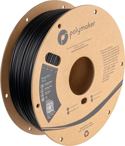 Polymaker PLA Filament, Black 3D Printing PLA Filament 1.75mm 1kg - PolyLite 3D Printer PLA Filament, Dimensional Accuracy +/- 0.03mm, Compatible with Most 3D Printer, Black