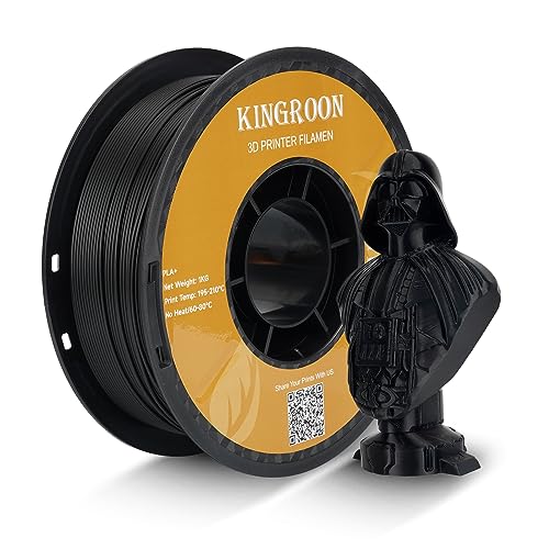 Kingroon PLA Plus（PLA+） 3D Printer Filament, Dimensional Accuracy +/- 0.03 mm, 1 kg Spool(2.2lbs), 1.75 mm，Black