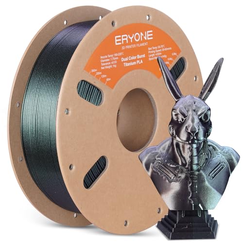 ERYONE Burnt Titanium Dual Color PLA Filament 3D Printer 1.75mm +/-0.03mm, 1kg(2.2LBS)/Spool, Green & Gold