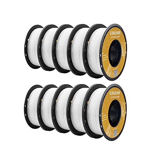 Kingroon PETG 3D Printer Filament, 10 Rolls, Dimensional Accuracy +/- 0.03 mm, 10kg Spool(22lbs), 1.75 mm, White