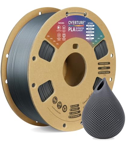 OVERTURE PLA Filament 1.75mm PLA 3D Printer Filament, 1kg Cardboard Spool (2.2lbs), Dimensional Accuracy +/- 0.02mm, Fit Most FDM Printer (Space Gray)