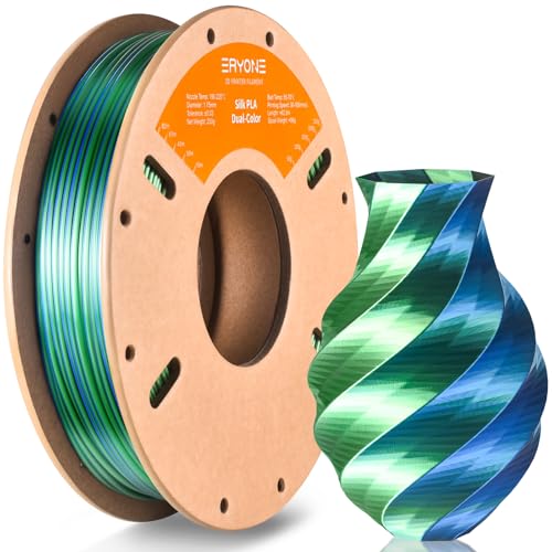 ERYONE Silk Dual Color PLA Filament 3D Printer 1.75mm +/- 0.03mm, Bicolor Filament Two Tone PLA 250g(0.55lbs) Cardboard Spool, Blue Green