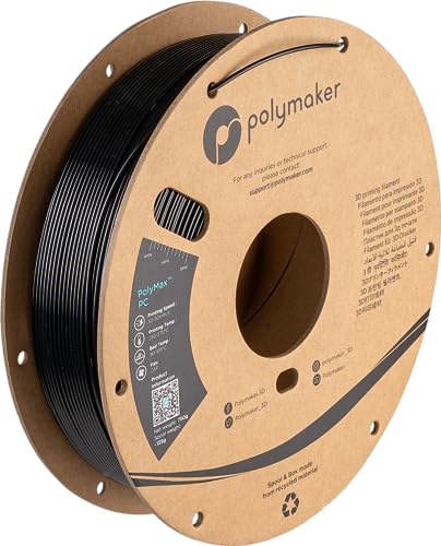 Polymaker Polymax Tough PC Filament 1.75mm, Black Polycarbonate Filament 1.75mm 0.75kg Cardboard Spool - PC Filament 3D Printer Polycarbonate Filament PC, Tough & High Heat Resistant