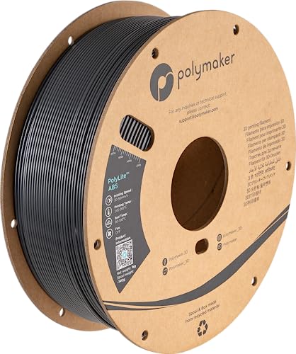 POLYMAKER ABS Filament 1.75mm Dark Grey, 1kg - PolyLite ABS 3D Printing Filament, Heat Resistant, Strong & Durable, Dimensional Accuracy +/- 0.03mm