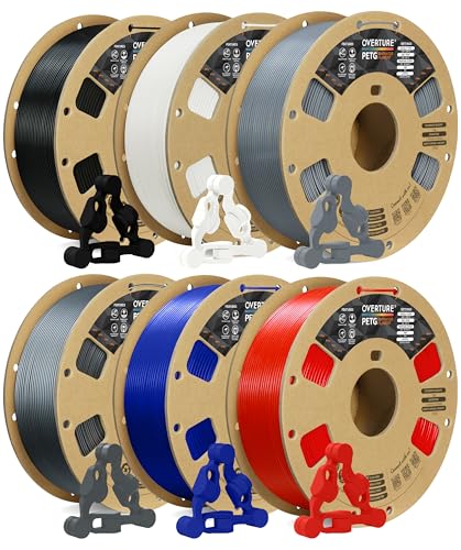 OVERTURE PETG Filament 1.75mm, 3D Printer Filament, 6kg Filament (13.2lbs), Dimensional Accuracy Probability +/- 0.02 mm, Fit Most FDM Printers (6 Color (6-Pack))