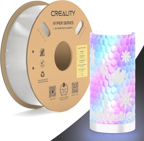 Official Creality Transparent Filament Hyper PETG Filament Clear 1.75mm, High Speed 600mm/s 3D Printer Filament PETG, 1kg(2.2lbs)/Spool, Dimensional Accuracy ± 0.05 mm