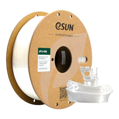 eSUN Silk PLA Filament 1.75mm, Silky Shiny 3D Printer Filament PLA, Dimensional Accuracy +/- 0.05mm, 1KG Spool (2.2 LBS) 3D Printing Filament for 3D Printers, Silk White