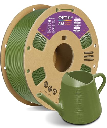 OVERTURE ASA Filament 1.75mm, 1kg Spool (2.2lbs) 3D Printer Filament, Premium Anti-UV, ASA Filament Perfect for Printing Outdoor Functional Parts, Dimensional Accuracy +/- 0.02 mm (Olive Green)
