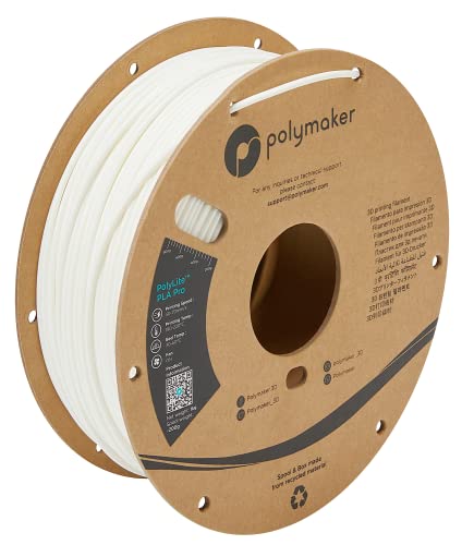Polymaker PLA PRO Filament 2.85mm 1kg, Tough & High Rigidity White 3D Printing Filament, PolyLite PLA PRO 3D Printer Filament 2.85mm, Print with Most 3D Printers